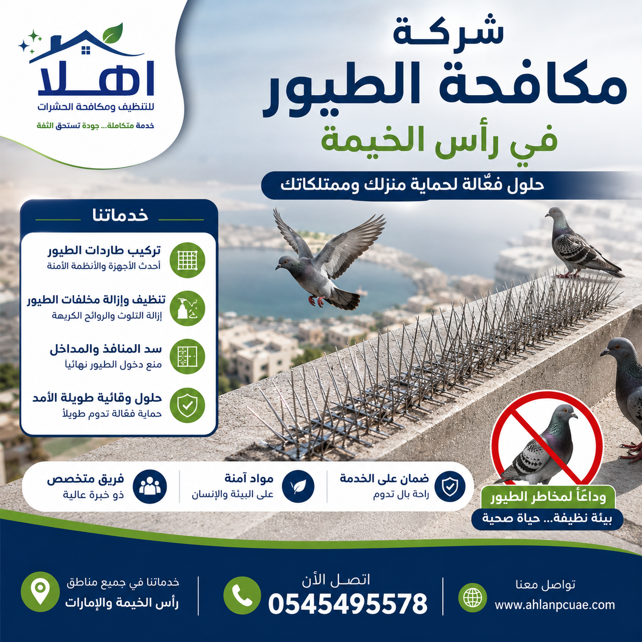 شركة مكافحة الطيور في رأس الخيمة